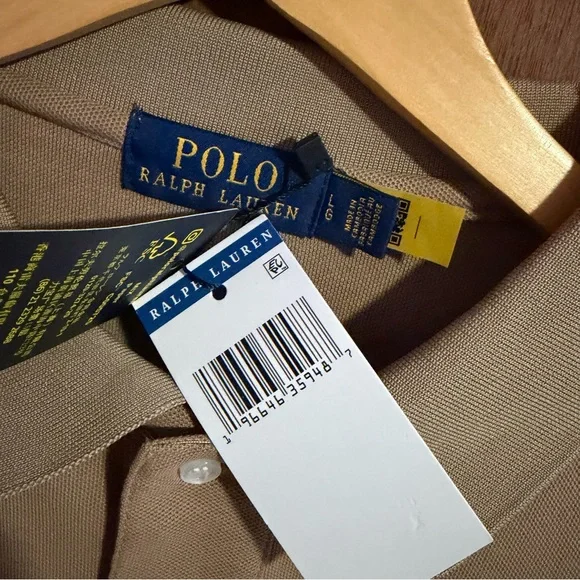 NEW Polo Ralph Lauren Tan Cotton Short Sleeve Mens Polo Shirt Size Large - Picture 8 of 9
